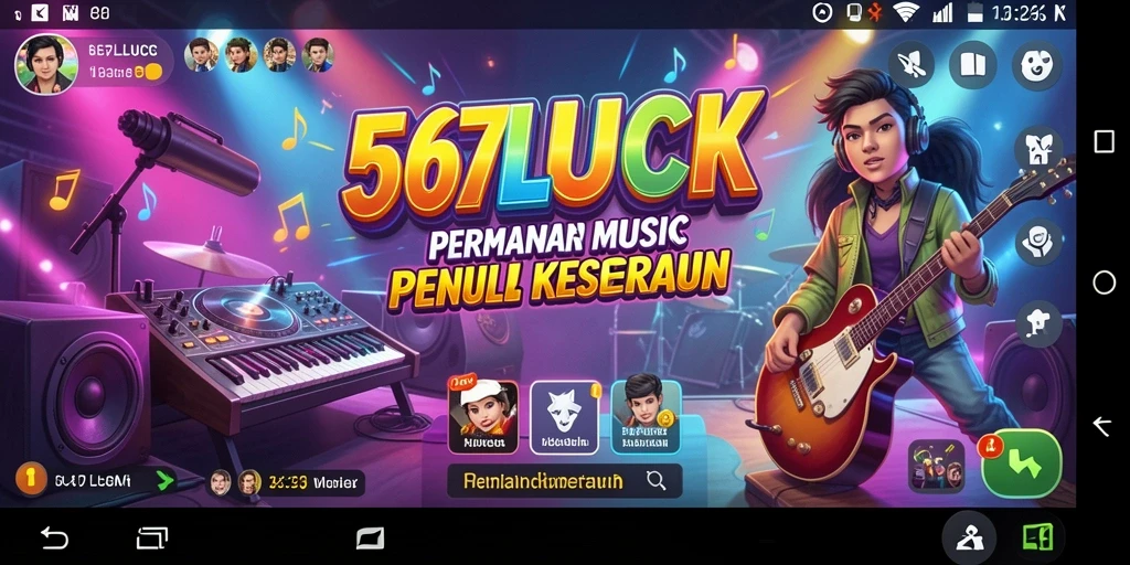 Screenshot gameplay 567LUCK dengan berbagai alat musik dan tantangan seru.