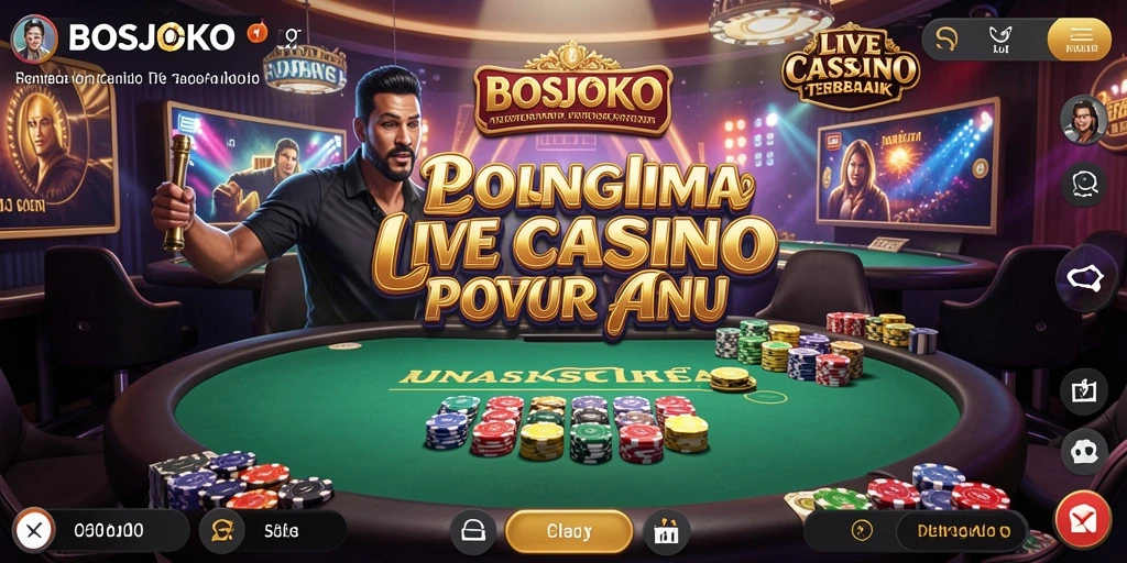 Tangkapan layar <strong>BOSJOKO</strong> menampilkan gameplay Live Casino dengan dealer langsung yang profesional.