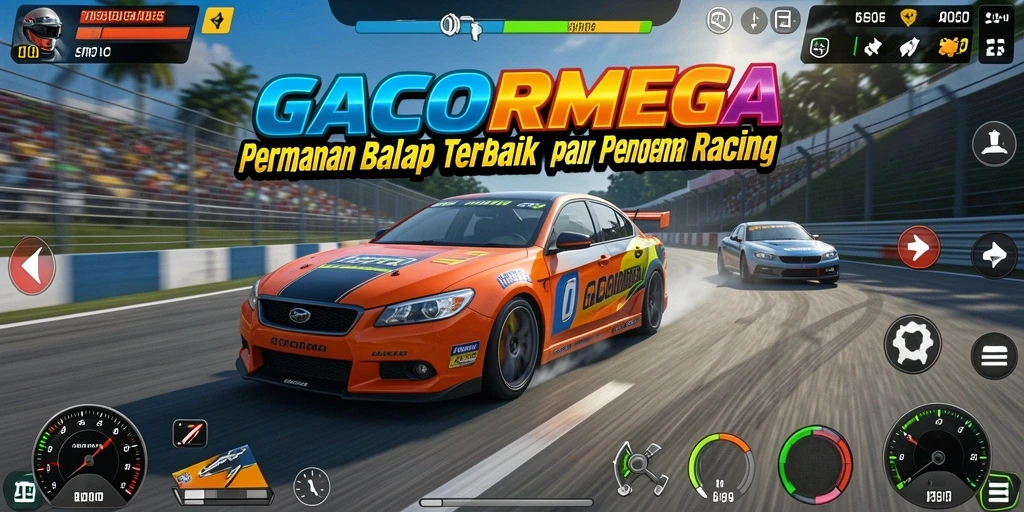 Tampilan gameplay seru dari GACORMEGA yang penuh aksi balap.