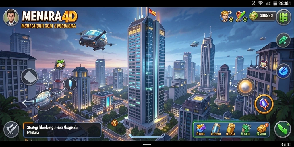 Tampilan menara megah dalam MENARA4D yang penuh strategi.