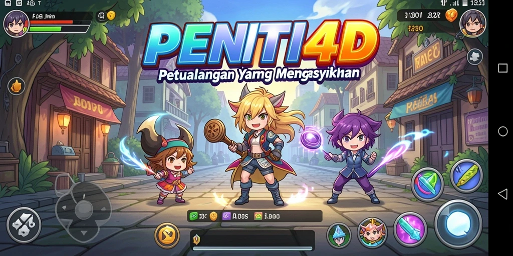 Screenshot PENITI4D menunjukkan karakter anime dalam aksi seru di dunia yang penuh warna.